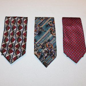 3 Oleg Cassini men's neckties geometric floral paisley lot ties